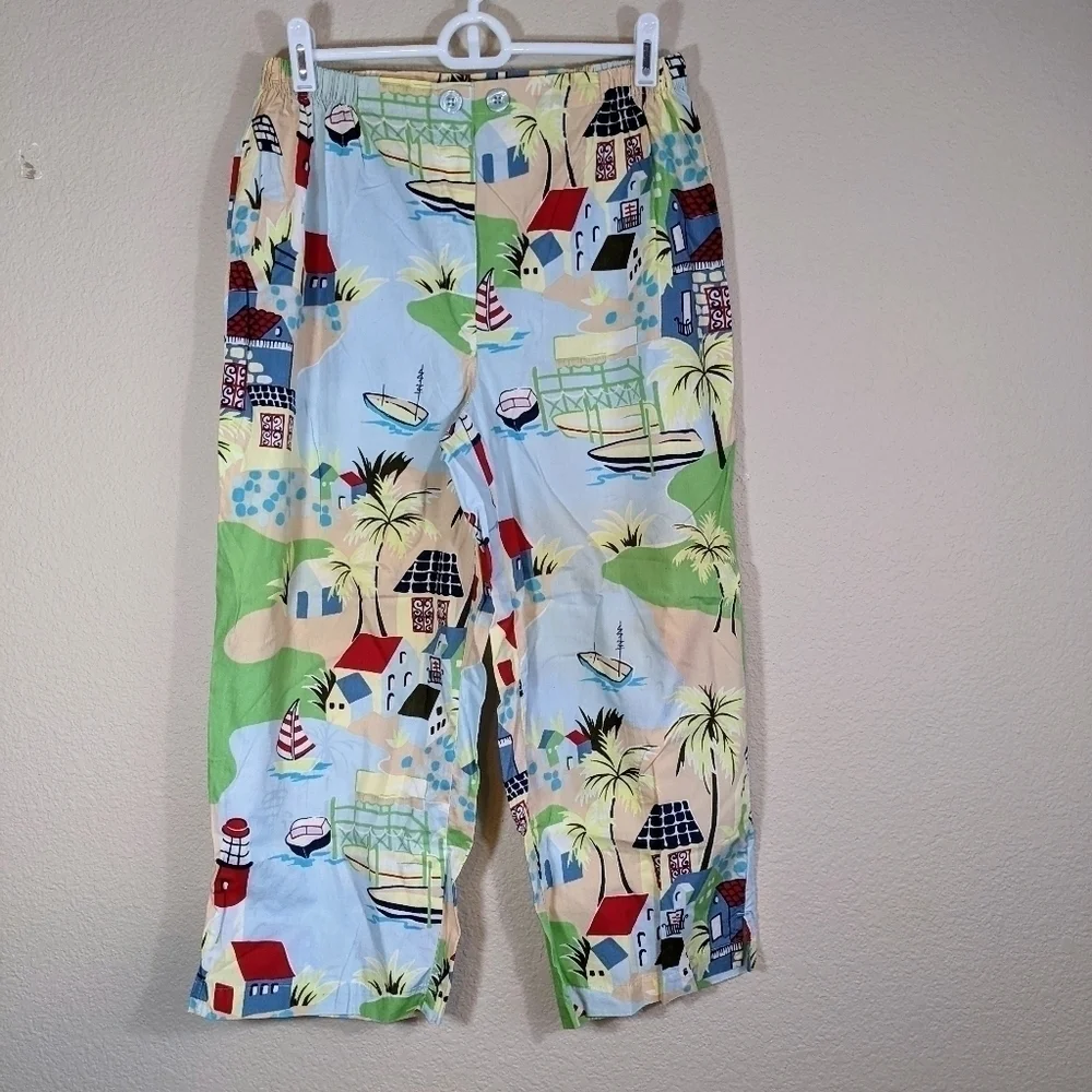 Summer Fun Print Cropped Cotton Pajama Lounge Pants - Picture 5 of 5